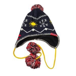 Aksels Colorado Knit Earflap Winter Beanie Pom Pom Hat Fleece Lined